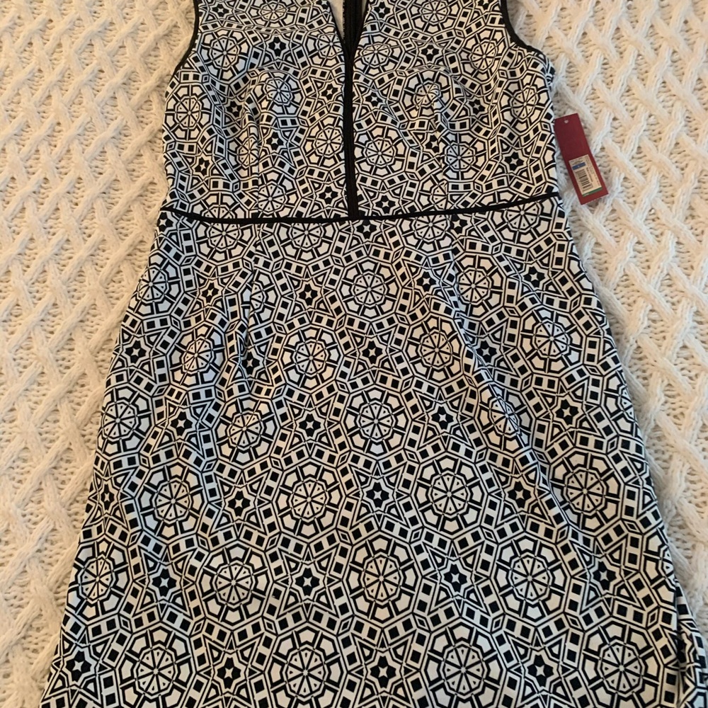 V-neck Black and White Dress